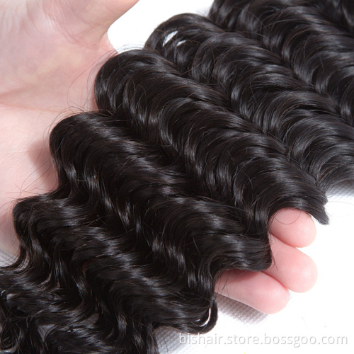 BIS Deep wave bundles the length 12 to 24inches remy hair bundles raw virgin human free sample Brazilian cuticle aligned hair